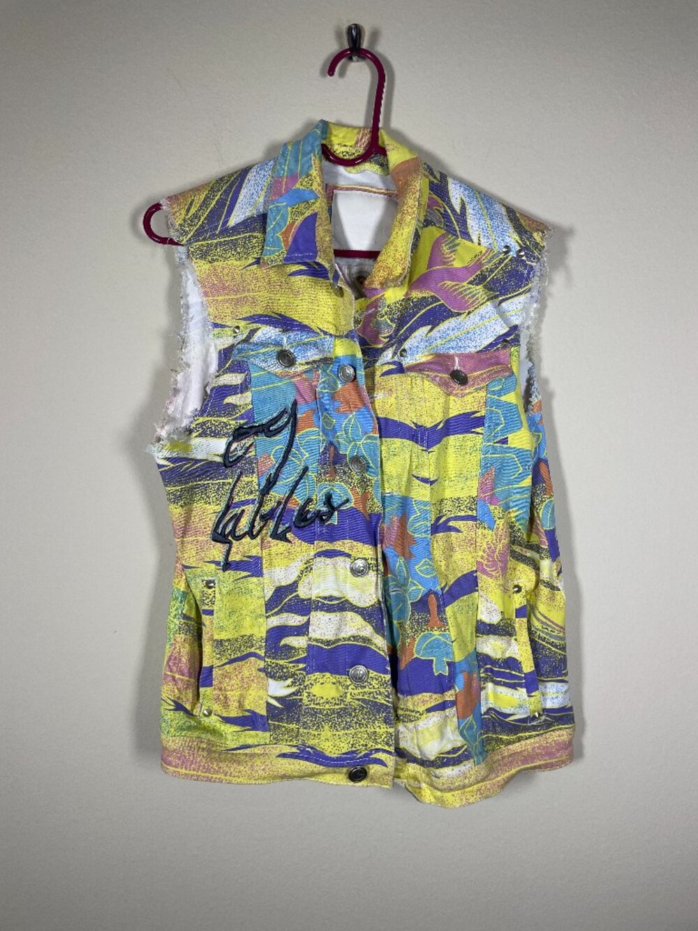 Original Fables OGF Mens Denim Vest Size M Faith Pastel Streetwear Embroidered!